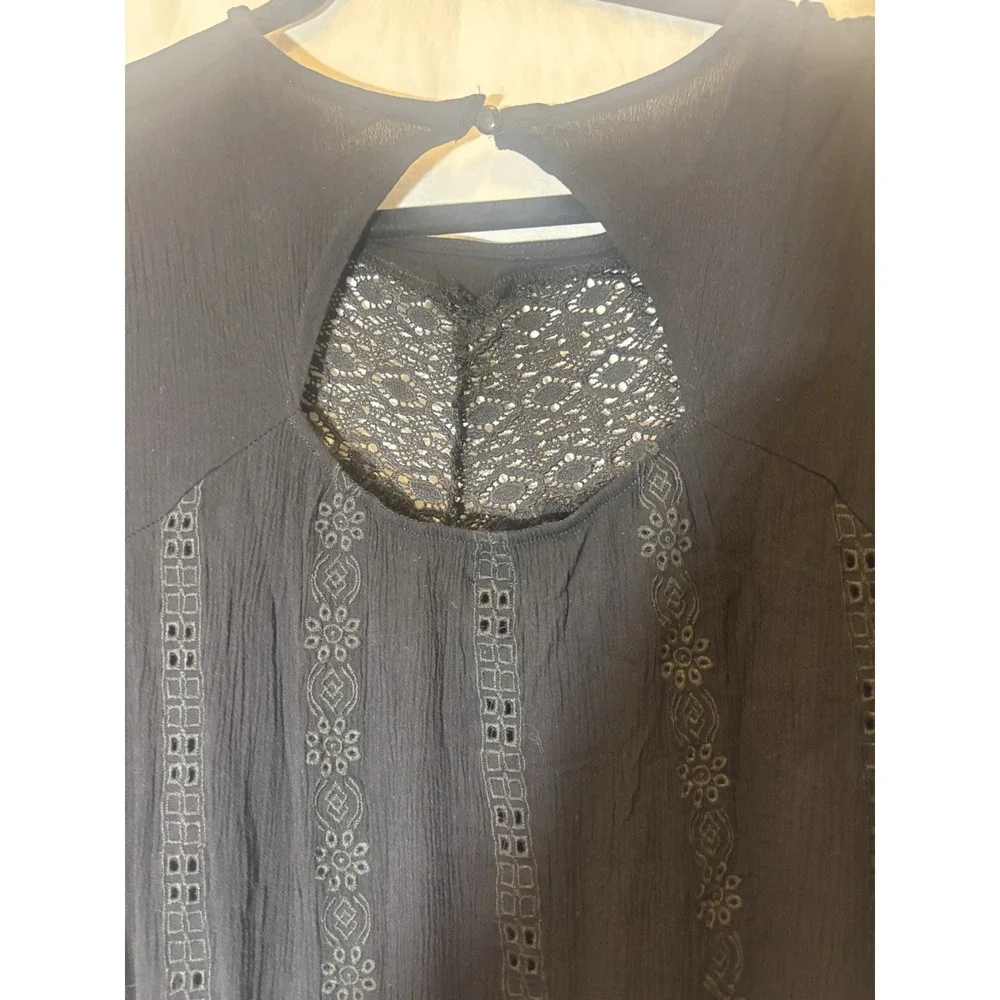 Adiva Women's Black Rayon Round Neck Long Sleeve Casual Top Blouse‎ Size M HH14 - Picture 6 of 7